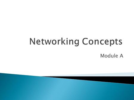 Module A.  This is a module that some teachers will cover while others will not  This module is a refresher on networking concepts, which are important.