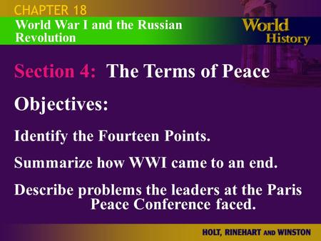 Section 4: The Terms of Peace Objectives: