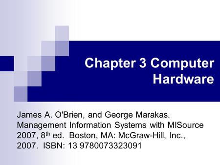 Chapter 3 Computer Hardware