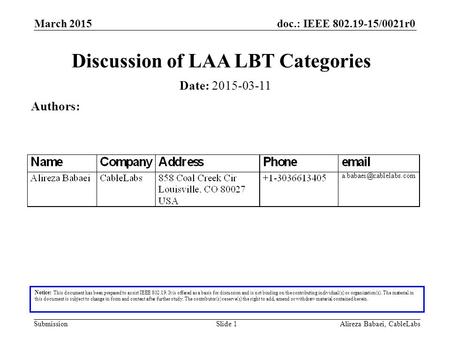 Discussion of LAA LBT Categories