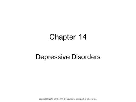 Chapter 14 Depressive Disorders