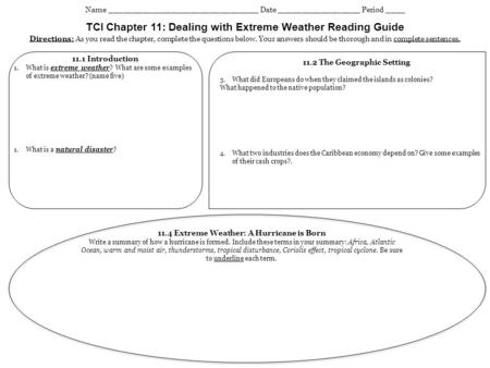 TCI Chapter 11: Dealing with Extreme Weather Reading Guide