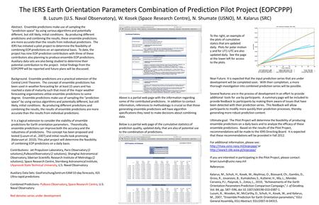 The IERS Earth Orientation Parameters Combination of Prediction Pilot Project (EOPCPPP) B. Luzum (U.S. Naval Observatory), W. Kosek (Space Research Centre),