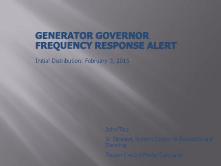 Generator Governor Frequency Response Alert
