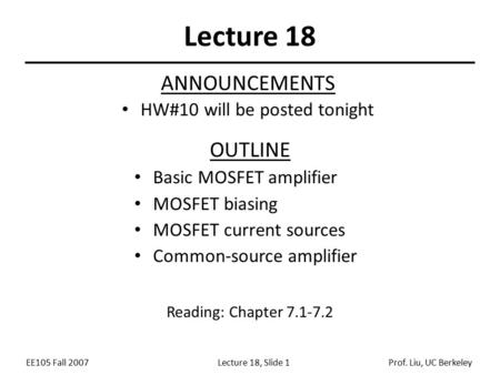 HW#10 will be posted tonight