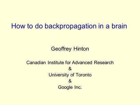 How to do backpropagation in a brain