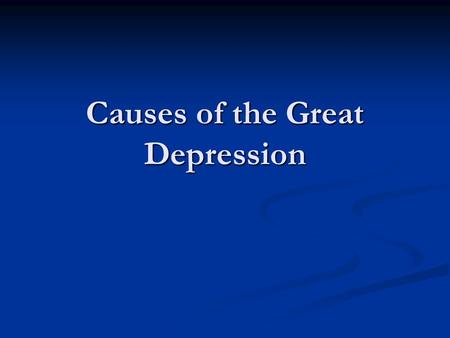 Causes of the Great Depression. Mellon Tax Bills The Revenue Acts of 1924, 1926, and 1928 were known collectively as the Mellon Tax Bill. They were introduced.