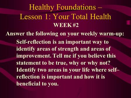 Healthy Foundations – Lesson 1: Your Total Health
