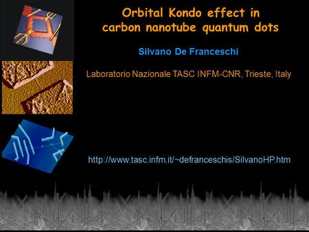 Silvano De Franceschi Laboratorio Nazionale TASC INFM-CNR, Trieste, Italy Orbital Kondo effect in carbon nanotube quantum dots