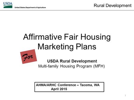 Affirmative Fair Housing Marketing Plans