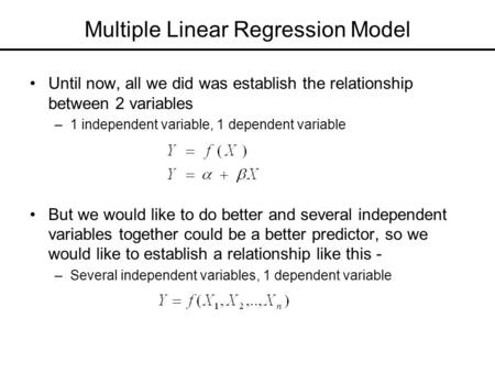 Multiple Linear Regression Model