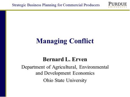 Strategic Business Planning for Commercial Producers