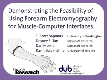 Forearm Electromyography Muscle-Computer Interfaces Demonstrating the Feasibility of Using Forearm Electromyography for Muscle-Computer Interfaces T. Scott.