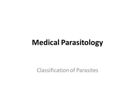 Classification of Parasites