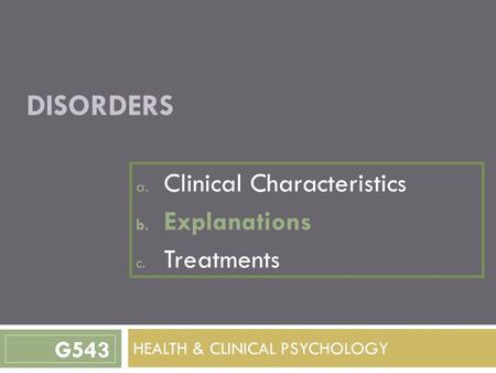 HEALTH & CLINICAL PSYCHOLOGY