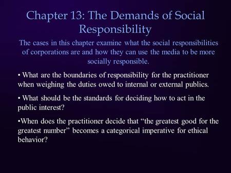 Chapter 13: The Demands of Social Responsibility