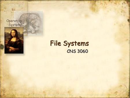 Operating Systems File Systems CNS 3060.