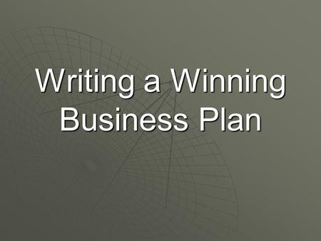 parts of business plan in entrepreneurship ppt