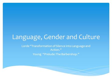 Language, Gender and Culture
