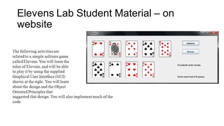 Elevens Lab Student Material – on website