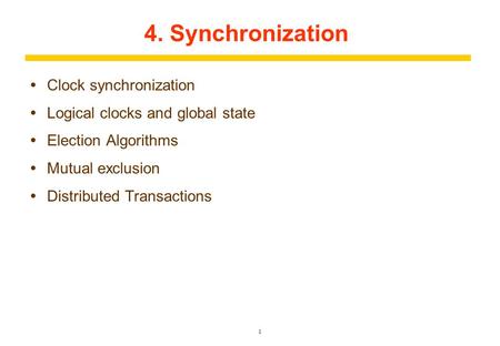 4. Synchronization Clock synchronization
