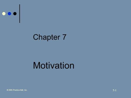© 2005 Prentice-Hall, Inc. 7-1 Chapter 7 Motivation.