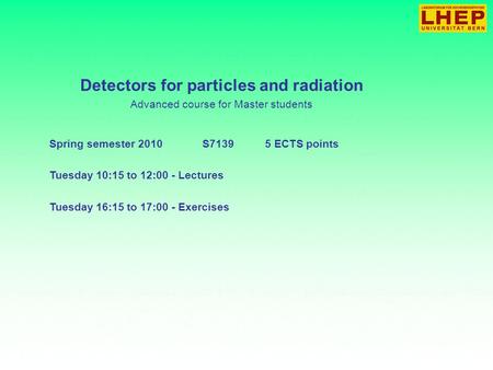 Detectors for particles and radiation