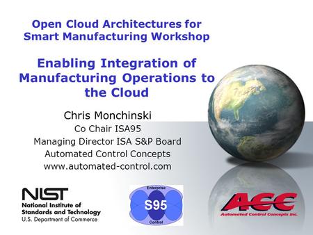 Open Cloud Architectures for Smart Manufacturing Workshop