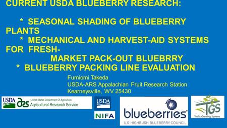 USDA-ARS Appalachian Fruit Research Station Kearneysville, WV 25430