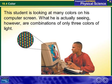 This student is looking at many colors on his computer screen