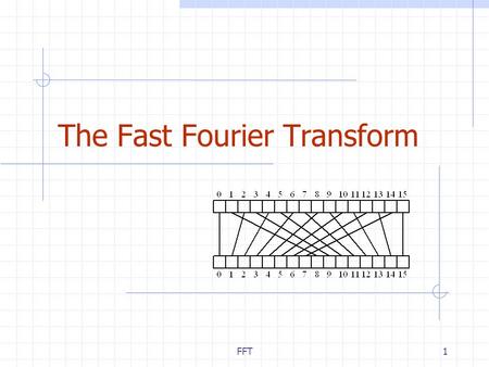 FFT1 The Fast Fourier Transform. FFT2 Outline and Reading Polynomial Multiplication Problem Primitive Roots of Unity (§10.4.1) The Discrete Fourier Transform.
