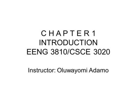 Instructor: Oluwayomi Adamo