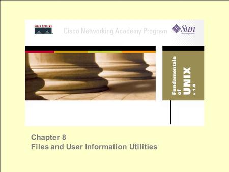 Chapter 8 Files and User Information Utilities. Logical Partitions referred to as file systems like a drive in windows world $ df (display filesystems)