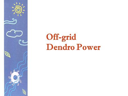 Off-grid Dendro Power.