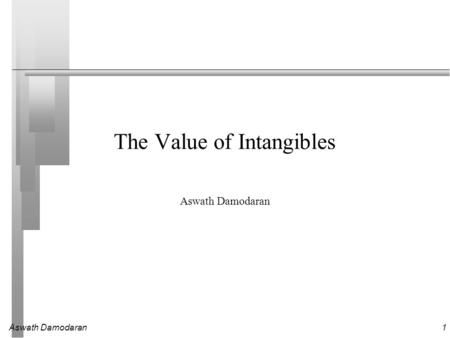 Aswath Damodaran1 The Value of Intangibles Aswath Damodaran.