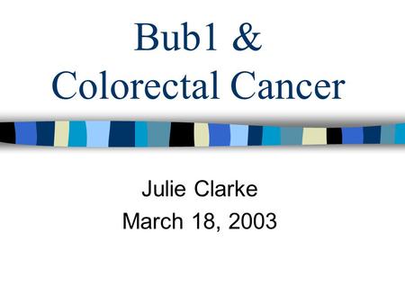 Bub1 & Colorectal Cancer Julie Clarke March 18, 2003.
