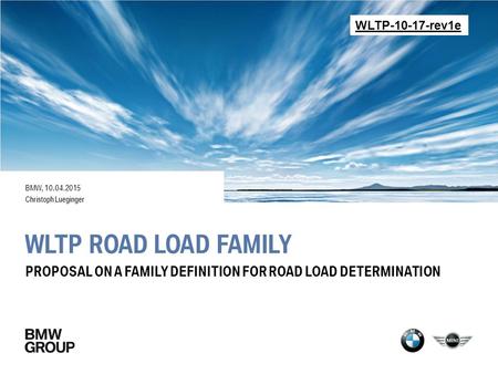 WLTP rev1e BMW, Christoph Lueginger WLTP Road Load Family