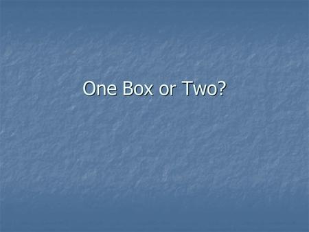 One Box or Two?. Newcomb’s Paradox: The Setup You are going to play a game with God. The game involves two boxes, A and B. You can’t see inside either.