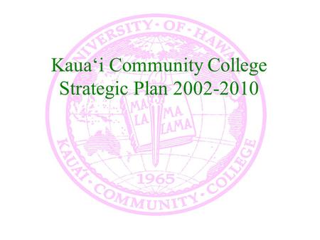 Kaua‘i Community College Strategic Plan 2002-2010.