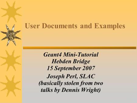User Documents and Examples