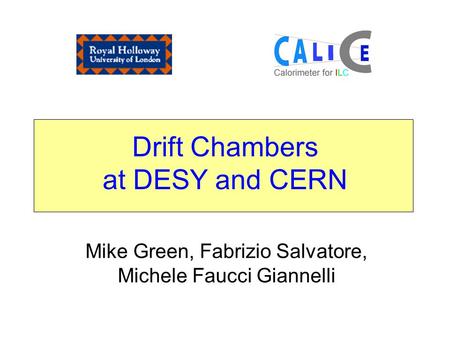 Drift Chambers at DESY and CERN Mike Green, Fabrizio Salvatore, Michele Faucci Giannelli.