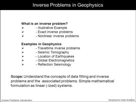 Inverse Problems in Geophysics