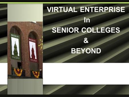 VIRTUAL ENTERPRISE In SENIOR COLLEGES & BEYOND. Goal Situation VE is further expanding into senior colleges Task To develop and implement supporting activities.