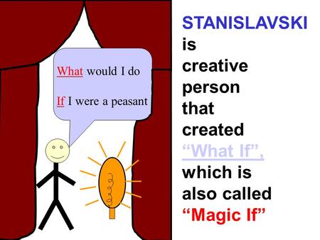 What would I do If I were a peasant STANISLAVSKI is creative person that created “What If”, which is also called “Magic If”