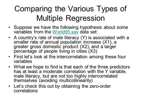 Comparing the Various Types of Multiple Regression