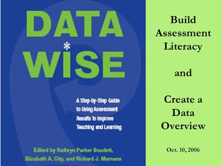 Build Assessment Literacy and Create a Data Overview Oct. 10, 2006.