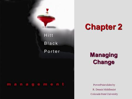 PowerPoint slides by R. Dennis Middlemist Colorado State University Chapter 2 Managing Change.