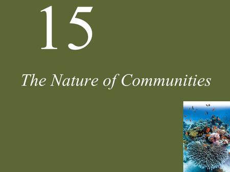 15 The Nature of Communities. 15 The Nature of Communities Case Study: “Killer Algae!” What Are Communities? Community Structure Interactions of Multiple.