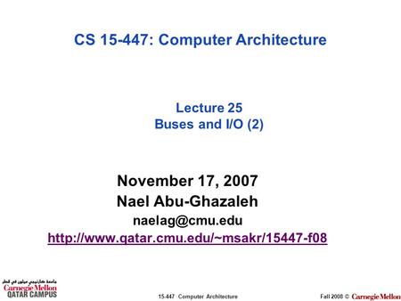 Lecture 25 Buses and I/O (2)