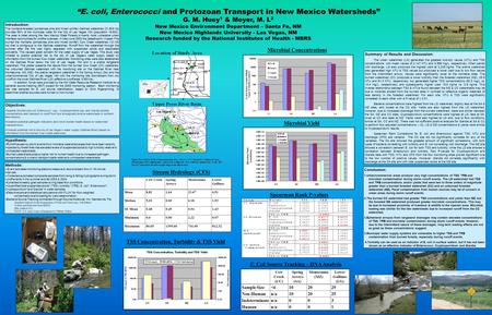“E. coli, Enterococci and Protozoan Transport in New Mexico Watersheds” G. M. Huey 1 & Meyer, M. L 2 New Mexico Environment Department – Santa Fe, NM New.